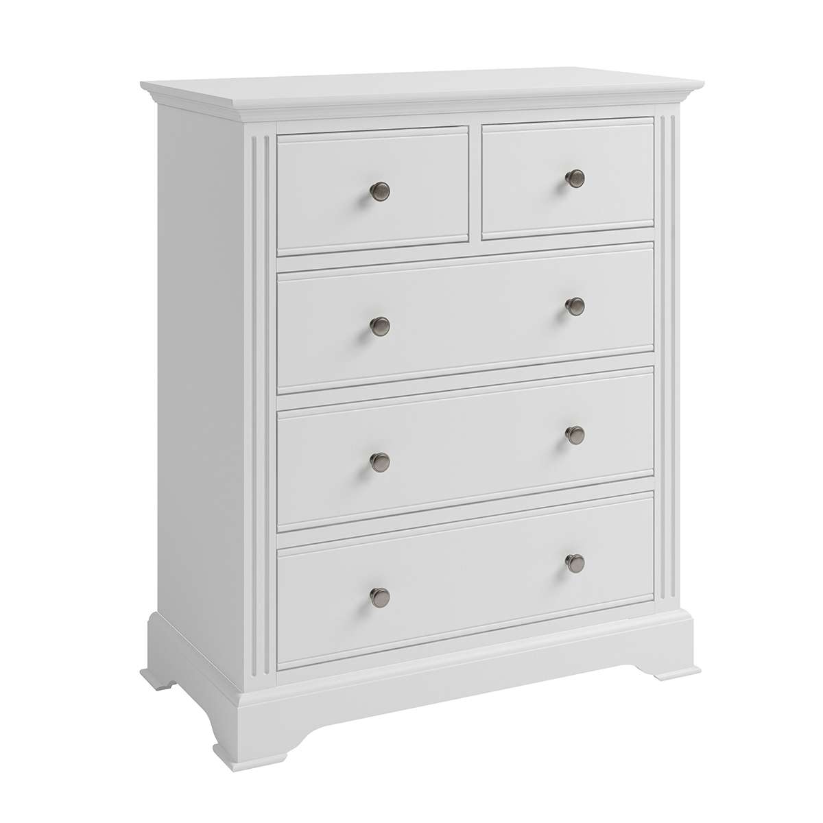Charles Bentley Essentials Chest Of 5 Drawers White Solid Wood
