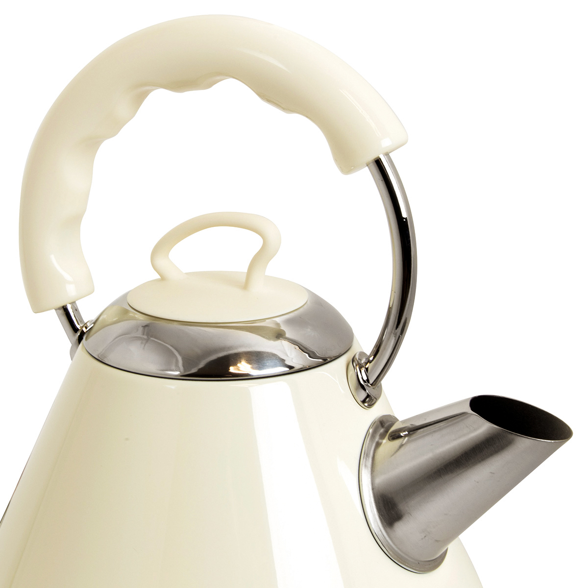 Charles Bentley Cordless Cream Pyramid Kettle 3000W 1.7 Litre Stainless