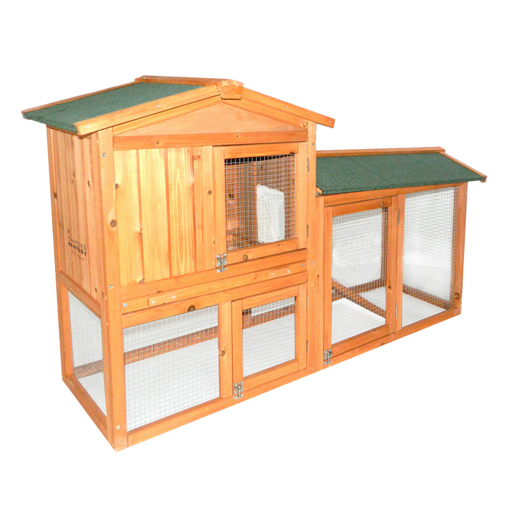 CHARLES BENTLEY TWO Storey Guinea Pig / Pet Hutch with Run Natural